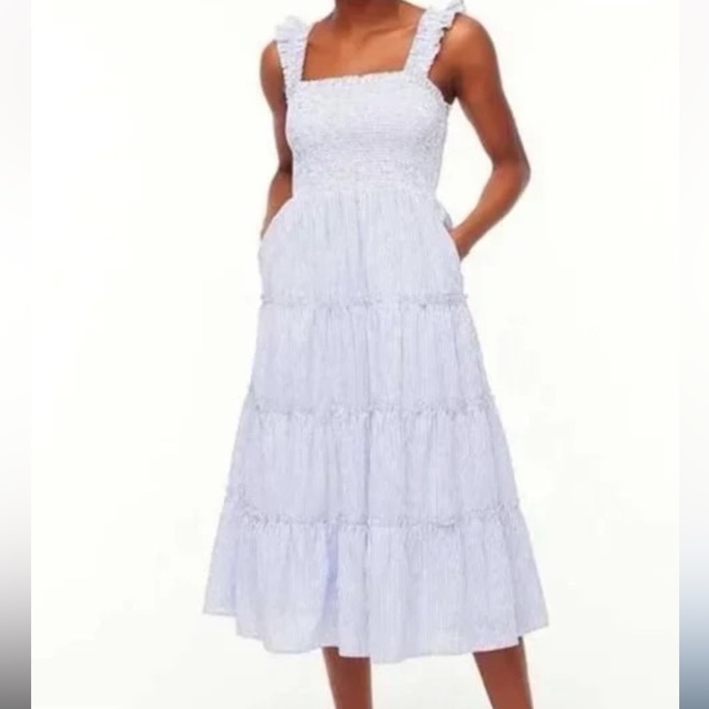 J. Crew Blue and White Tiered Sundress
